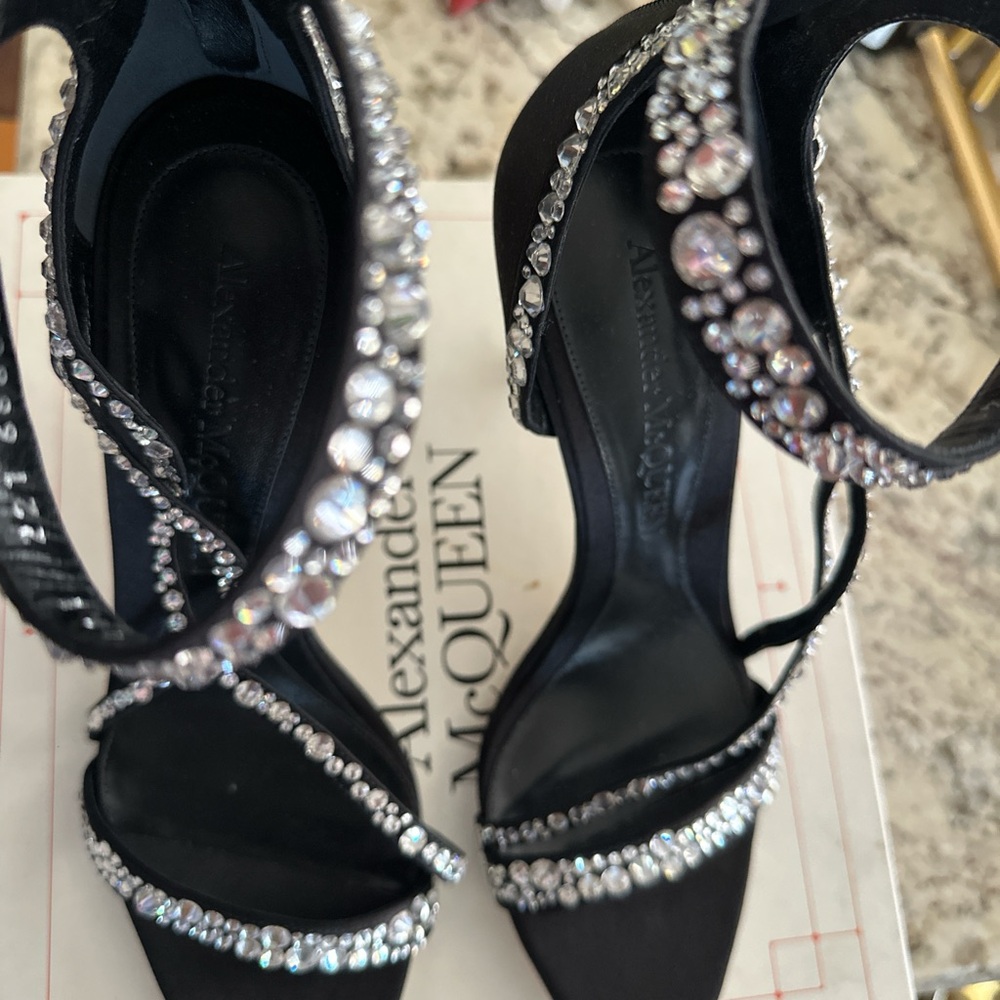 Alexander McQueen Black Heels with Crystal Accents